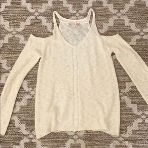 Off the shoulder cream sweater